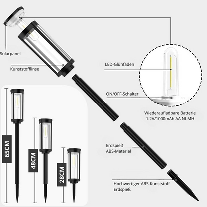Skanto | Solar Pathway Light | Auto Dusk Sensor | IP65 Waterproof | Warm White LED | 12hr Runtime | Set of 2