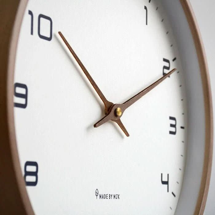 BowLift | Modern Solid Wood Wall Clock in Brown & Cream