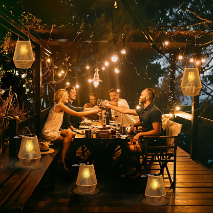 BowLift | Luminara Natural Light Solar Bamboo Lamp | Handwoven & Weatherproof | 12 hrs. Lighting Duration | Natural Design