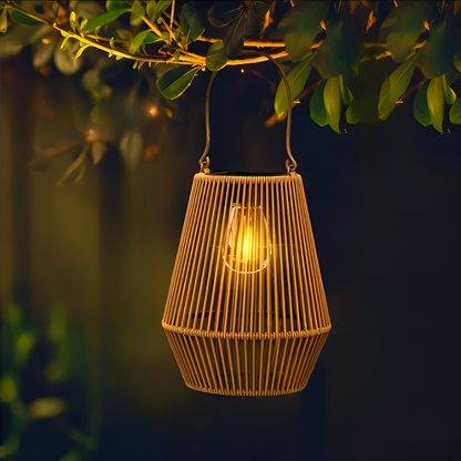 BowLift | Luminara Natural Light Solar Bamboo Lamp | Handwoven & Weatherproof | 12 hrs. Lighting Duration | Natural Design