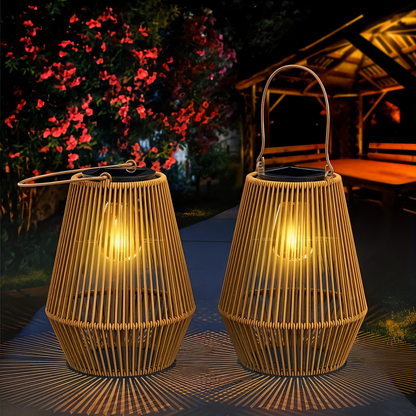 BowLift | Luminara Natural Light Solar Bamboo Lamp | Handwoven & Weatherproof | 12 hrs. Lighting Duration | Natural Design