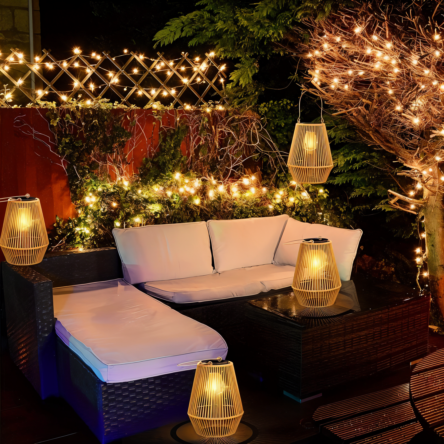 BowLift | Luminara Natural Light Solar Bamboo Lamp | Handwoven & Weatherproof | 12 hrs. Lighting Duration | Natural Design