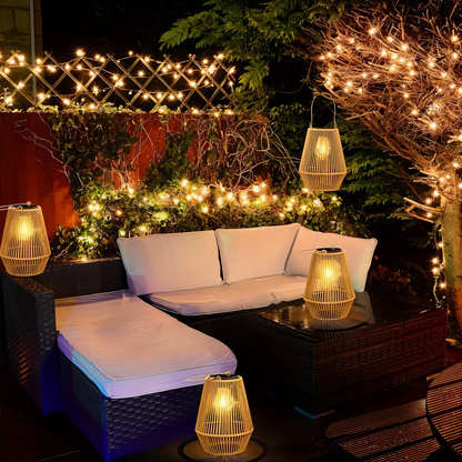 BowLift | Luminara Natural Light Solar Bamboo Lamp | Handwoven & Weatherproof | 12 hrs. Lighting Duration | Natural Design