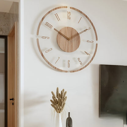 ClearWood Transparent Wall Clock – Silent Quartz with Wood Details | Karnz