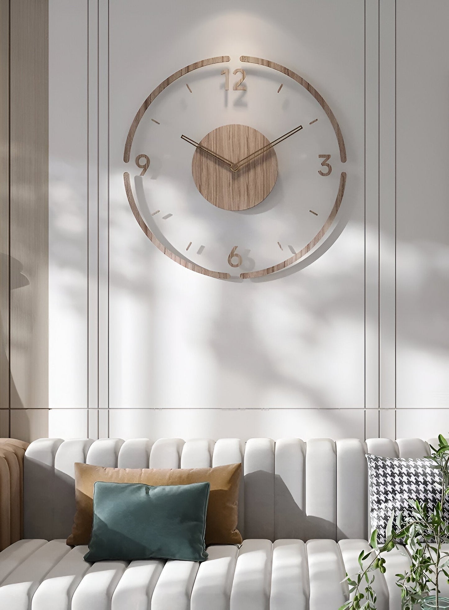 ClearWood Transparent Wall Clock – Silent Quartz with Wood Details | Karnz