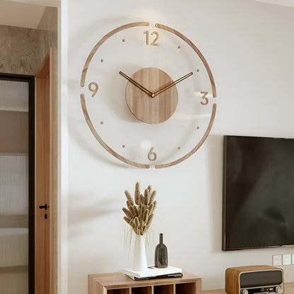 ClearWood Transparent Wall Clock – Silent Quartz with Wood Details | Karnz