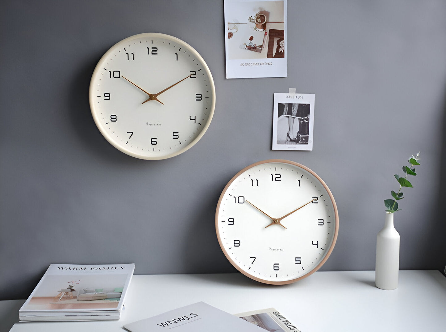 BowLift | Scandinavian Wooden Wall Clock Minimalist Design for Living Room, Office and Kitchen