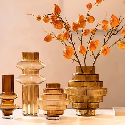 Frendorf | Elegant Amber Glass Vase - Contemporary Decorative Piece for stylish living spaces