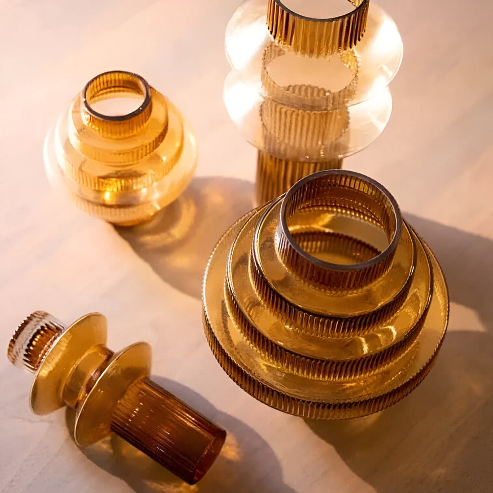 Frendorf | Elegant Amber Glass Vase - Contemporary Decorative Piece for stylish living spaces