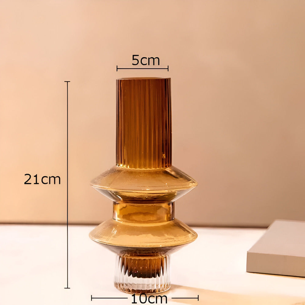 Frendorf | Elegant Amber Glass Vase - Contemporary Decorative Piece for stylish living spaces