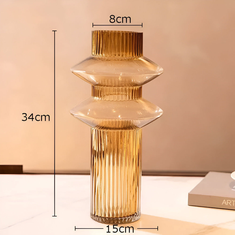 Frendorf | Elegant Amber Glass Vase - Contemporary Decorative Piece for stylish living spaces