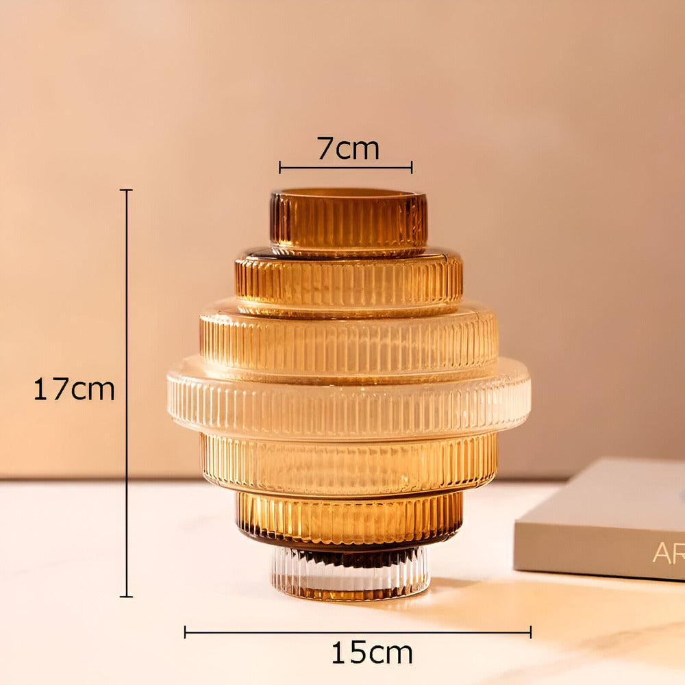 Frendorf | Elegant Amber Glass Vase - Contemporary Decorative Piece for stylish living spaces