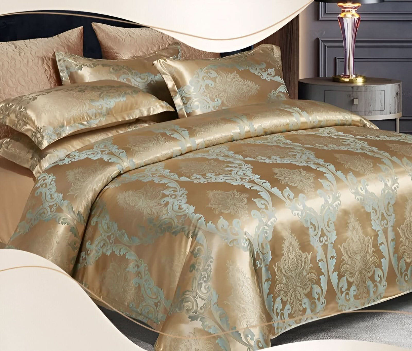 BowLift | SILKLOFT – Elegant Satin Jacquard Bed Linen Set