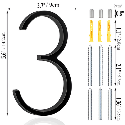 Brehn | Black Complete House Number - Modern House Number - House Number Sign