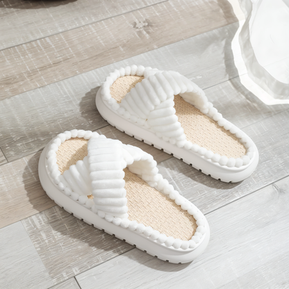 Sofie - Plush-lined slippers with cross straps