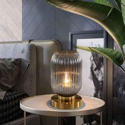 Skanto | Nordic Table Lamp with Ribbed Glass