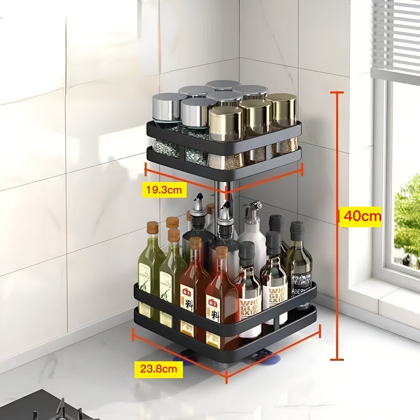 Spice Rack - 360° Rotatable Multifunctional Shelf for the Kitchen - Organize Easily!