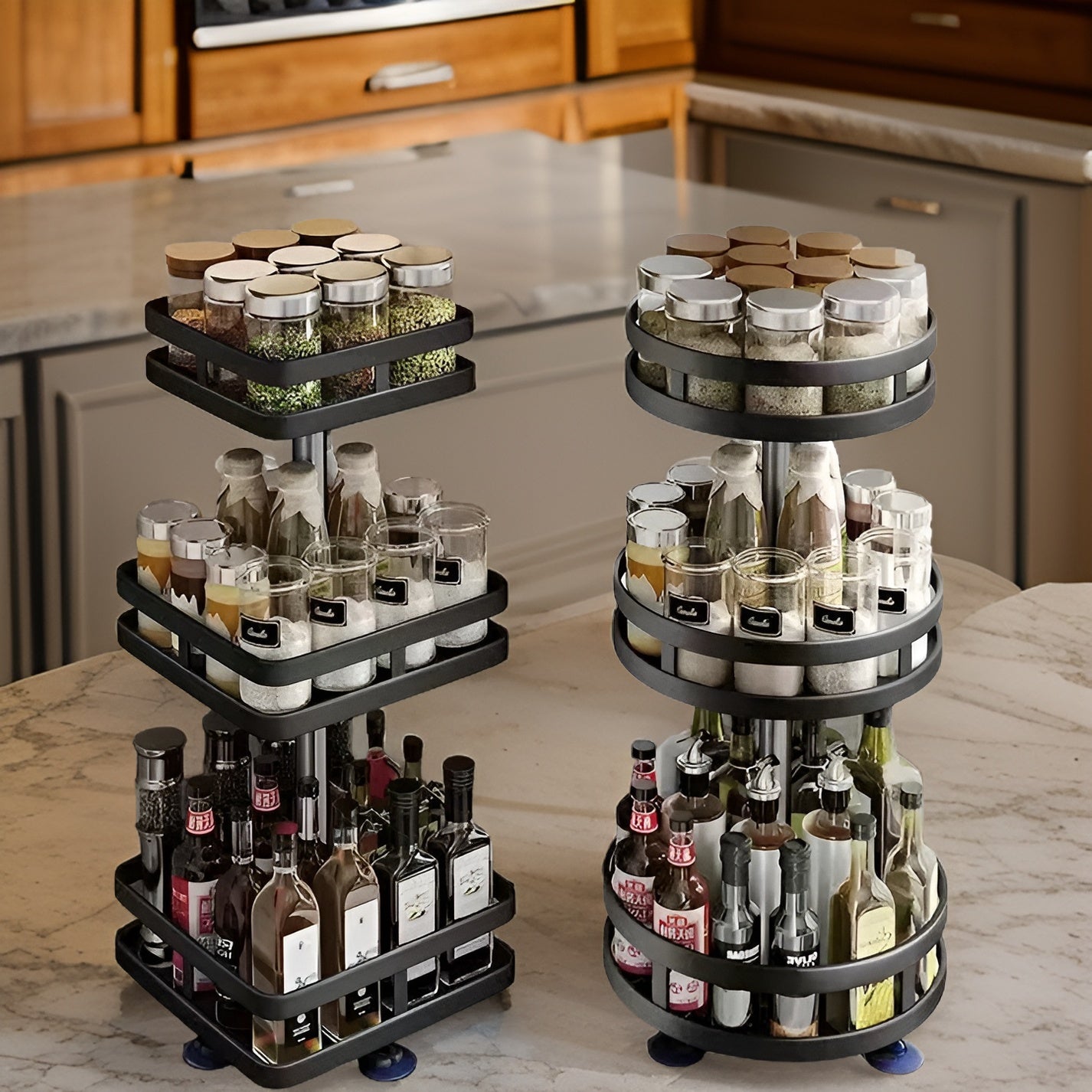 Spice Rack - 360° Rotatable Multifunctional Shelf for the Kitchen - Organize Easily!