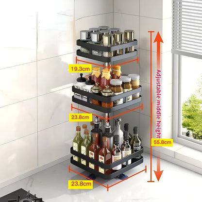 Spice Rack - 360° Rotatable Multifunctional Shelf for the Kitchen - Organize Easily!
