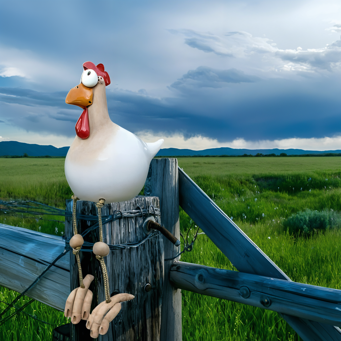 Brehn | Big Eyes Chicken Statue - Weatherproof Resin Craft - Rooster Garden Statue