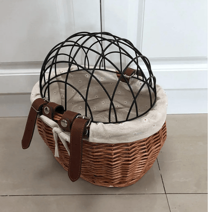 Skanto | PawRide | Front-Mounted Wicker Bike Basket – Secure, Stylish & Weather-Resistant