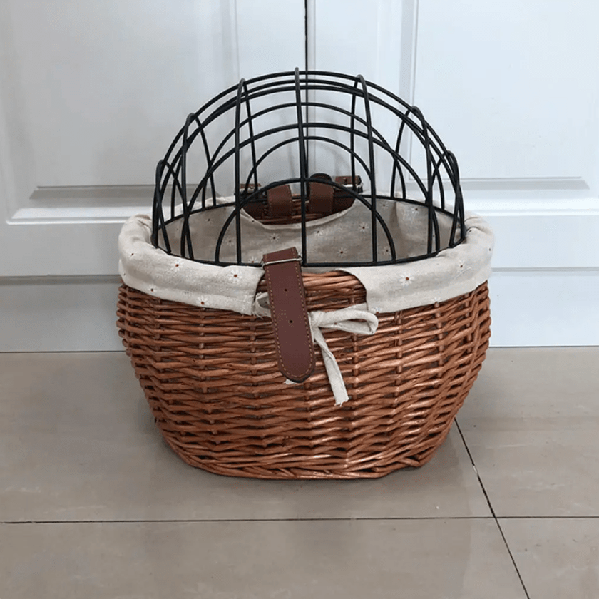 Skanto | PawRide | Front-Mounted Wicker Bike Basket – Secure, Stylish & Weather-Resistant