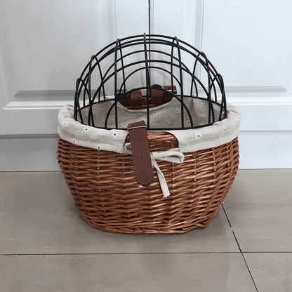 Skanto | PawRide | Front-Mounted Wicker Bike Basket – Secure, Stylish & Weather-Resistant