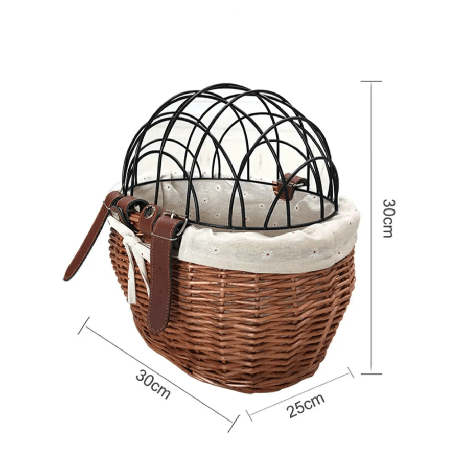 Skanto | PawRide | Front-Mounted Wicker Bike Basket – Secure, Stylish & Weather-Resistant