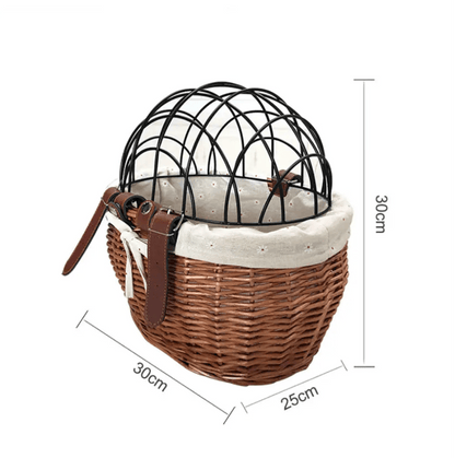 Skanto | PawRide | Front-Mounted Wicker Bike Basket – Secure, Stylish & Weather-Resistant