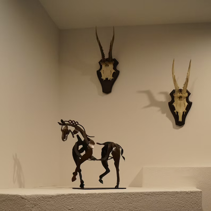 RustGlow - Abstract Rust Horse Sculpture with LED Light Bowlift