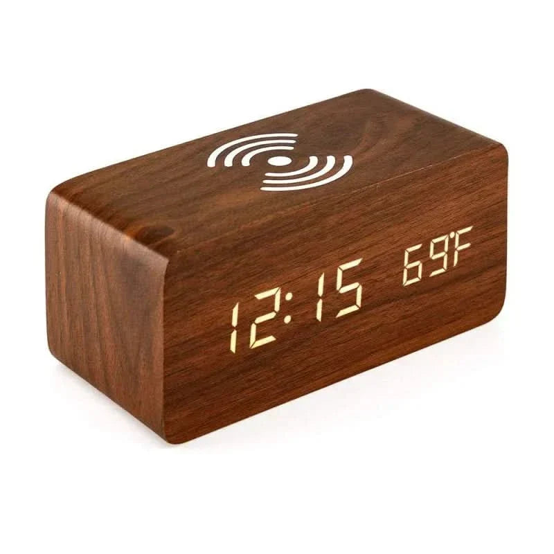 BowLift | Wooden Digital Alarm Clock with Wireless Charging