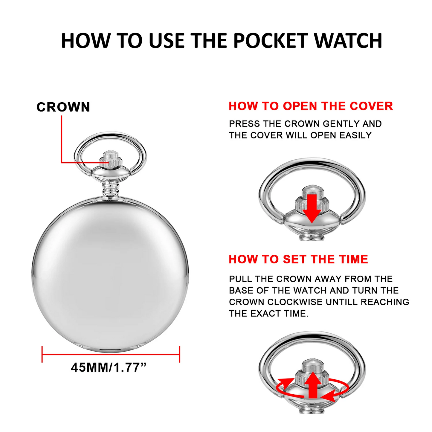 Skanto | Silver Full Hunter Pocket Watch with Classic and Antique Look - Elaborately crafted to be the perfect complement to your wardrobe