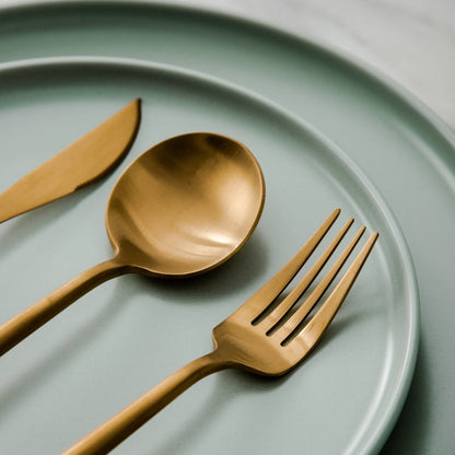 BowLift | Minimalist Flatware Set – 20-Piece Titanium-Coated Stainless Steel Cutlery | Modern Matte Finish for Elegant Dining