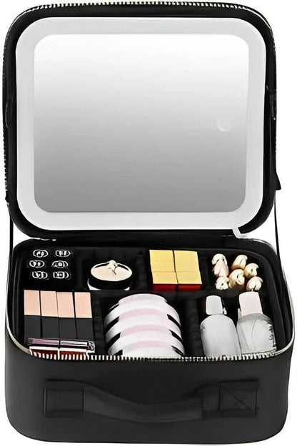 BowLift | Make-up bag with LED mirror - Portable make-up bag with light & storage space for perfect styling on the go