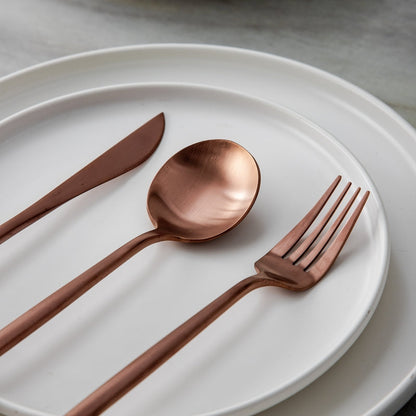 BowLift | Minimalist Flatware Set – 20-Piece Titanium-Coated Stainless Steel Cutlery | Modern Matte Finish for Elegant Dining