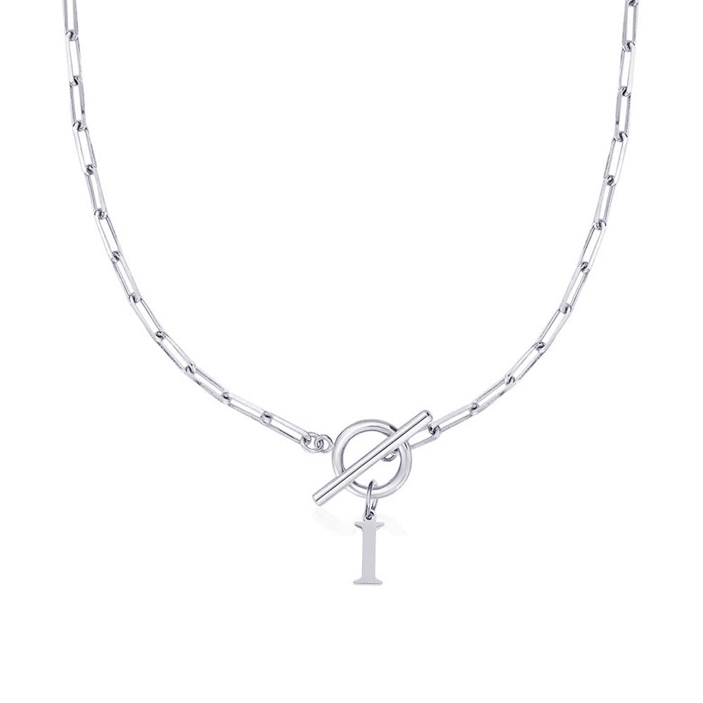 BowLift | Paperclip Letter Initial Circle Lock Clasp Necklace