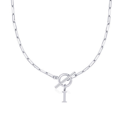 Karnz | Paperclip Initial Letter Circle Lock Necklace