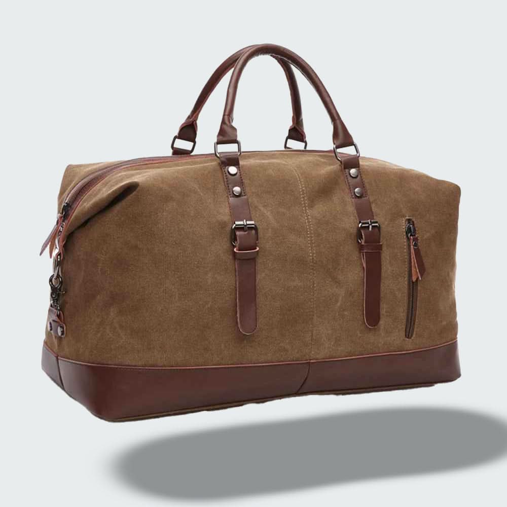 Skanto | Waxed Canvas Travel Duffel Bag – Robust and Waterproof with Leather Details