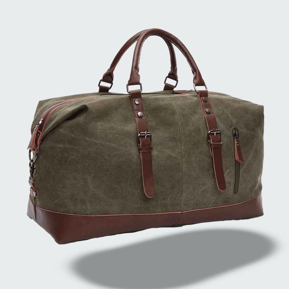 Skanto | Waxed Canvas Travel Duffel Bag – Robust and Waterproof with Leather Details