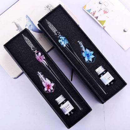 Skanto | Glass Calligraphy Pen Set with Ink and Pen Holder