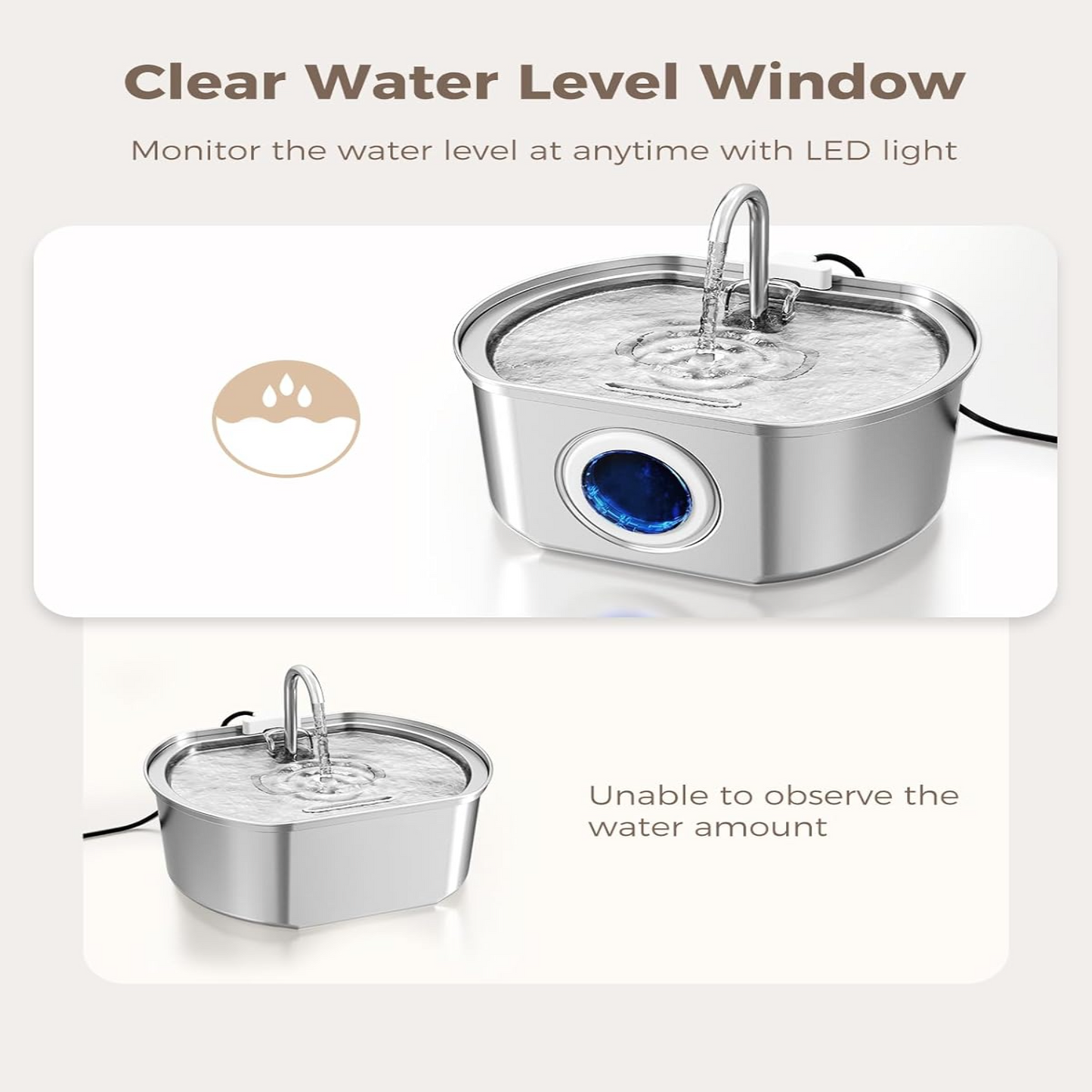 Skanto | Skanto Felindra Cat Water Fountain | Stainless Steel | Flowing Water for Better Hydration | Quiet & Hygienic | 2,5 L Capacity