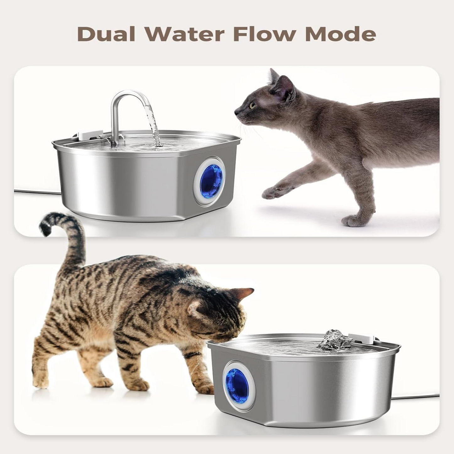 Skanto | Skanto Felindra Cat Water Fountain | Stainless Steel | Flowing Water for Better Hydration | Quiet & Hygienic | 2,5 L Capacity