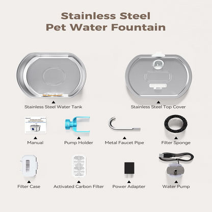 Skanto | Skanto Felindra Cat Water Fountain | Stainless Steel | Flowing Water for Better Hydration | Quiet & Hygienic | 2,5 L Capacity