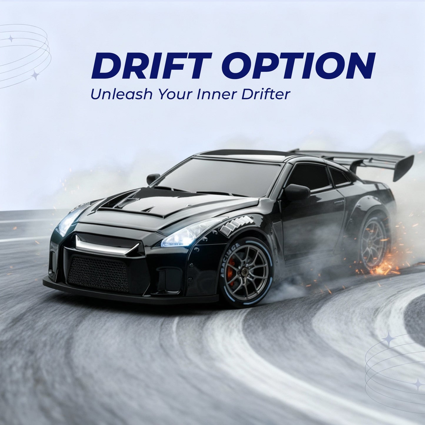 RC Drift Car – LED Lights, High-Speed 4WD & Drift Tires Bowlift