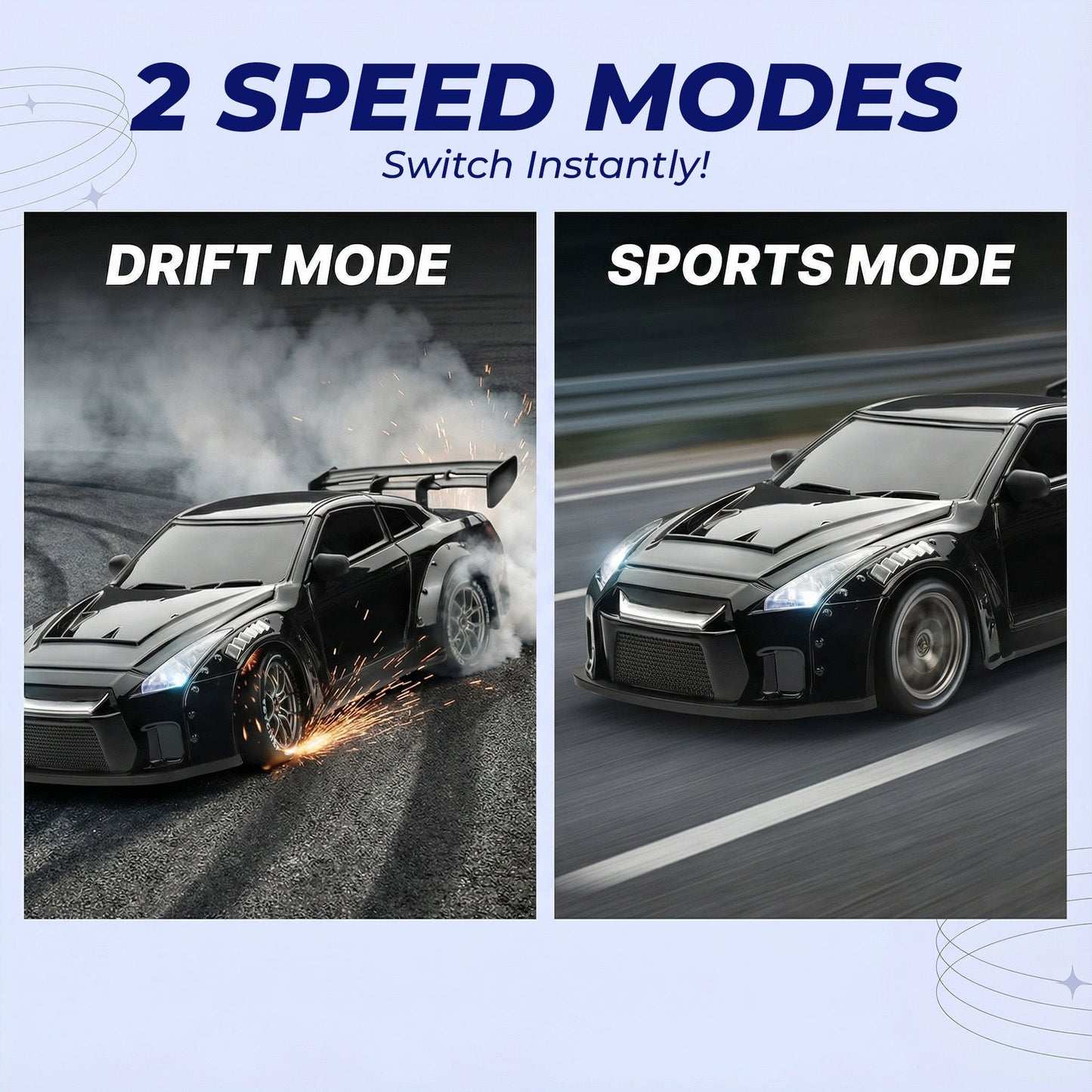 RC Drift Car – LED Lights, High-Speed 4WD & Drift Tires Bowlift