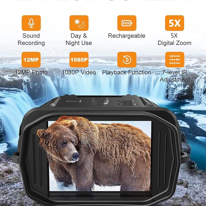 Skanto | Infrared Night Vision Binoculars Camera - HD 4x Zoom Night Vision Goggles for Total Darkness