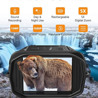 Skanto | Infrared Night Vision Binoculars Camera - HD 4x Zoom Night Vision Goggles for Total Darkness