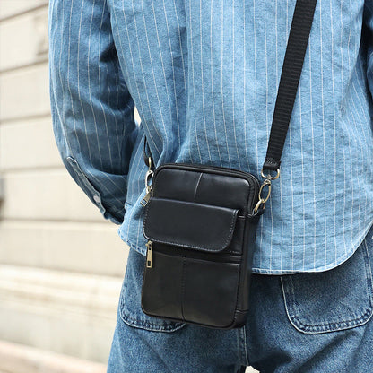 Skanto | Men's Small Genuine Leather Shoulder Bag – Compact Crossbody with Adjustable Strap