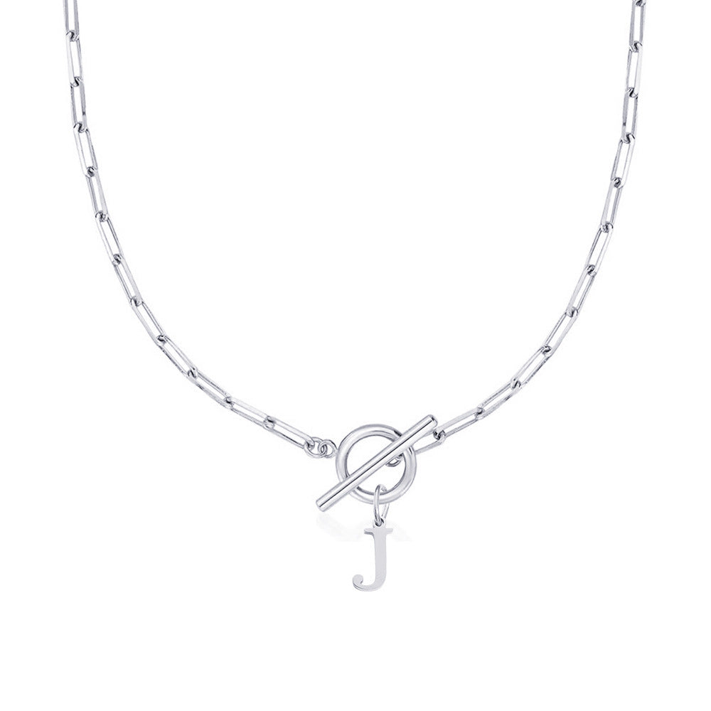 Karnz | Paperclip Initial Letter Circle Lock Necklace