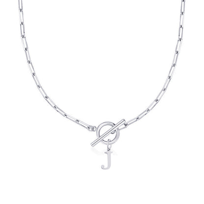 Karnz | Paperclip Initial Letter Circle Lock Necklace
